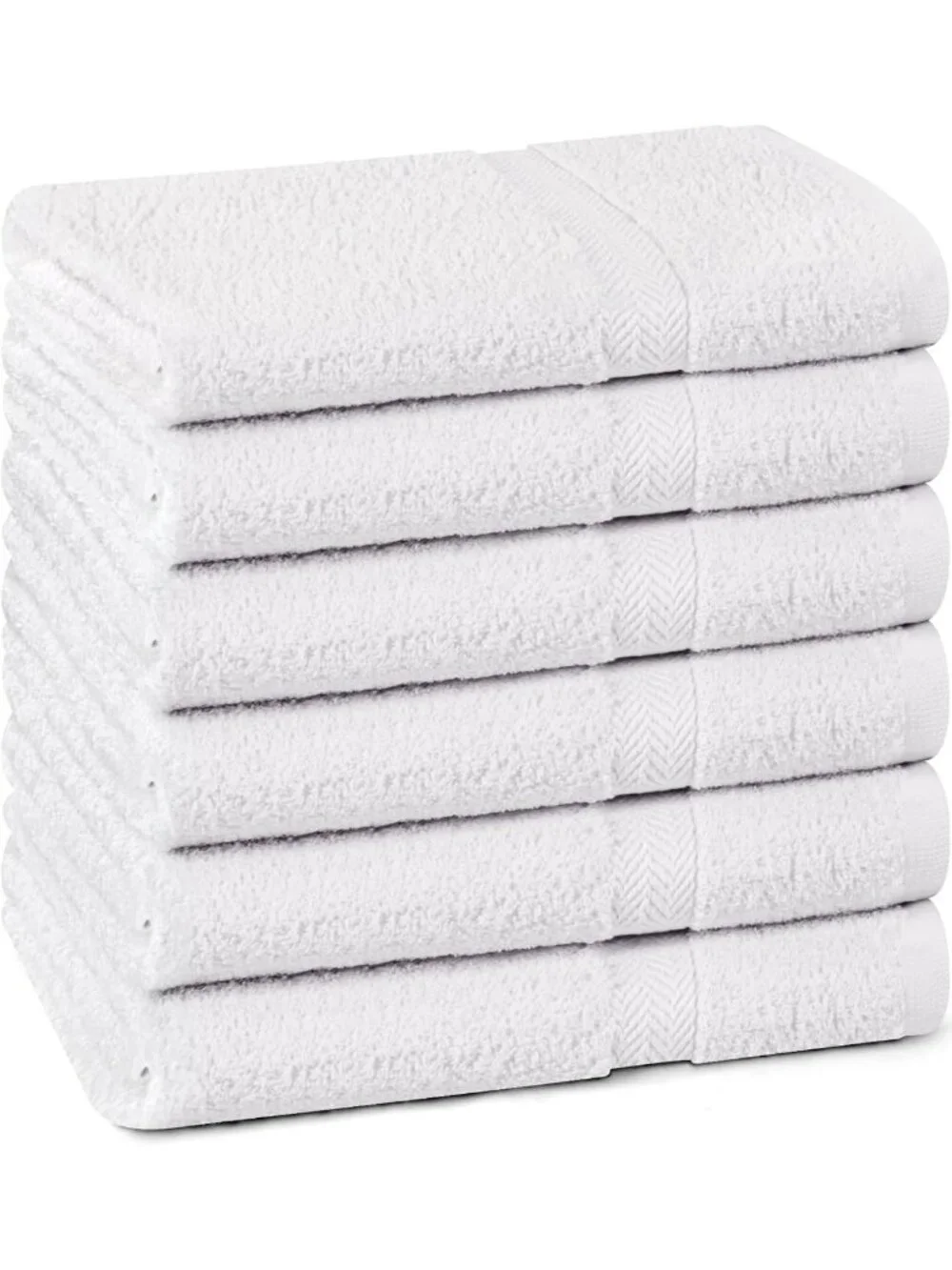 6 Pack White Bath Towels - 100% Cotton, Quick Dry, Super Absorbent, Soft